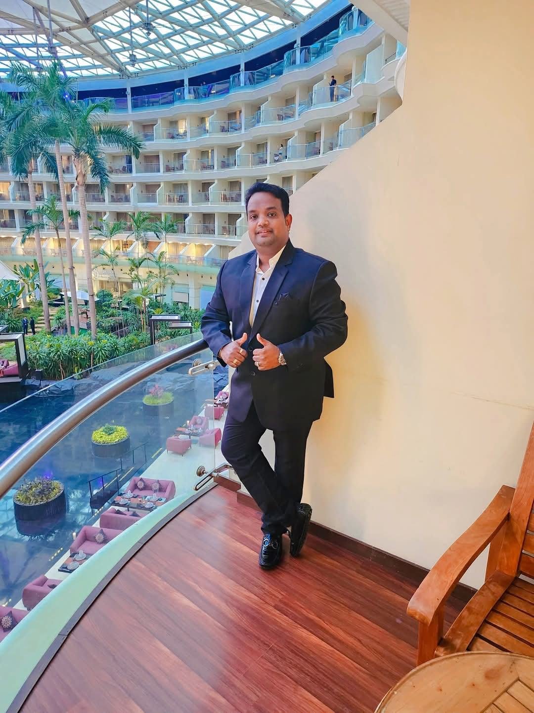 Vaibhav Pewal at a luxury hotel atrium