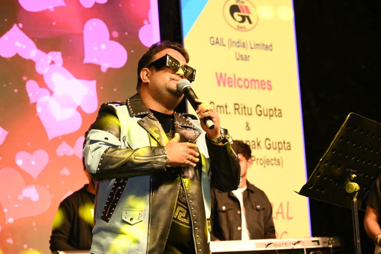 Vaibhav Pewal singing live at a GAIL (India) Limited event